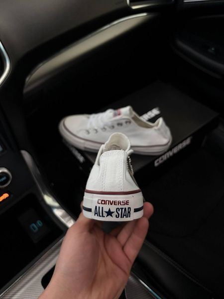 Жіночі кеди Converse All Star низькі білі текстиль Кросівки Конверси Arm-HD39 фото