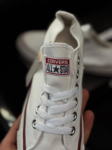 Жіночі кеди Converse All Star низькі білі текстиль Кросівки Конверси Arm-HD39 фото