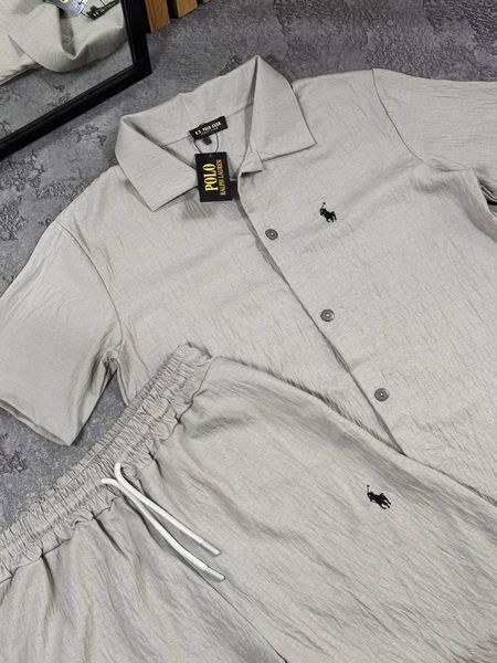 Мужской летний льняной костюм Polo Ralph Lauren серый Will-RL0009 фото