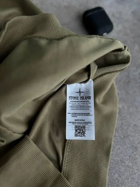 Мужской свитшот Stone Island хаки Кофта Стон Айленд без капюшона Моло-63-8 фото