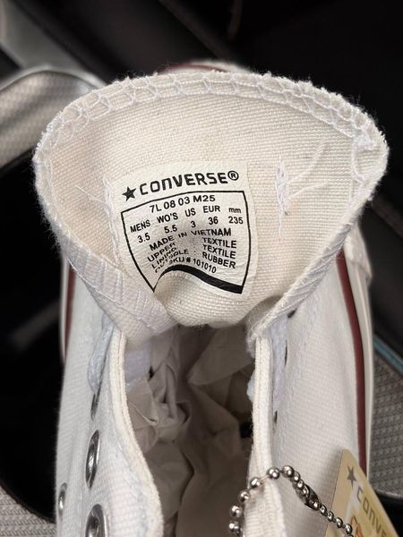 Жіночі кеди Converse All Star низькі білі текстиль Кросівки Конверси Arm-HD39 фото