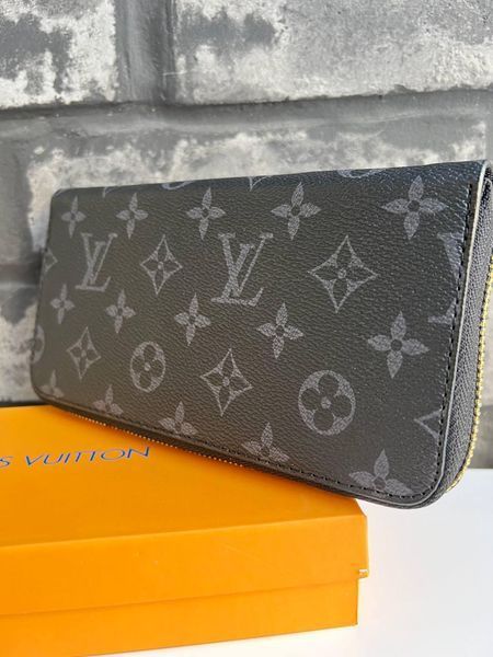 Мужской кошелек Louis Vuitton черный Клатч из эко кожи бумажник Луи Виттон Cap-195 фото