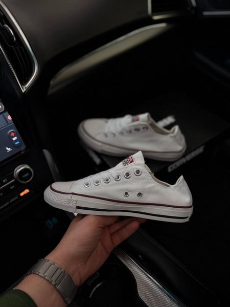Жіночі кеди Converse All Star низькі білі текстиль Кросівки Конверси Arm-HD39 фото