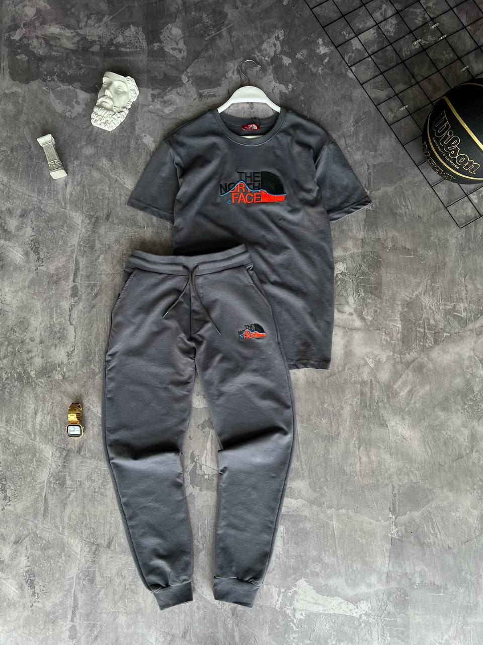 Чоловічий літній костюм The North Face Футболка Штани серый Комплект ТНФ