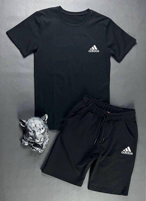 Мужской летний костюм Adidas Футболка Шорты черный комплект Адидас Intr-9445815181 фото