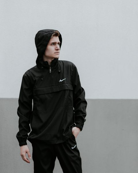 Мужской спортивный костюм Nike из плащевки черный Комплект Найк Анорак Штаны Барсетка Intr-1586873487 фото