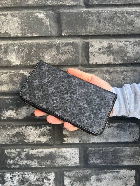 Мужской кошелек Louis Vuitton черный Клатч из эко кожи бумажник Луи Виттон Cap-195 фото