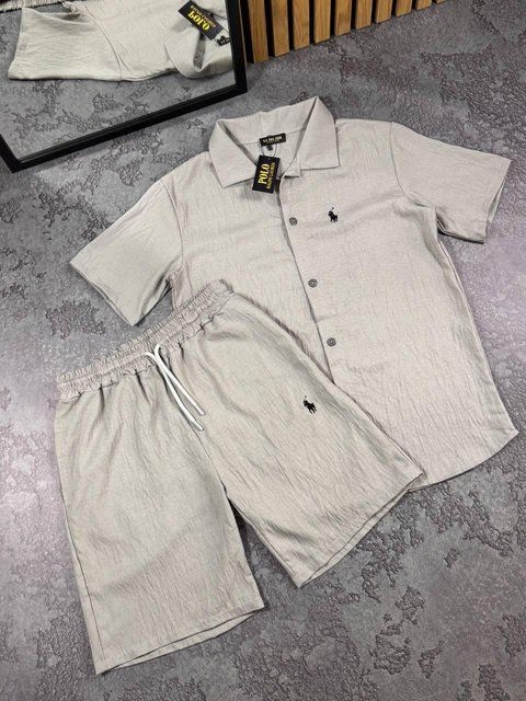 Мужской летний льняной костюм Polo Ralph Lauren серый Will-RL0009 фото