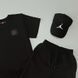 Мужской летний костюм Air Jordan Футболка Шорты Кепка хлопковый черный Комплект Джордан Will-J0014 фото 2