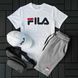 Чоловічий літній костюм Fila Футболка Шорти Кепка Барсетка білий із сірим комплектом Філа Ow-161 фото 5