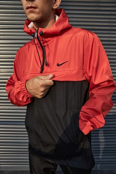 Мужской Анорак Nike черный с оранжевым Ветровка Найк демисезонная Intr-1590476403 фото