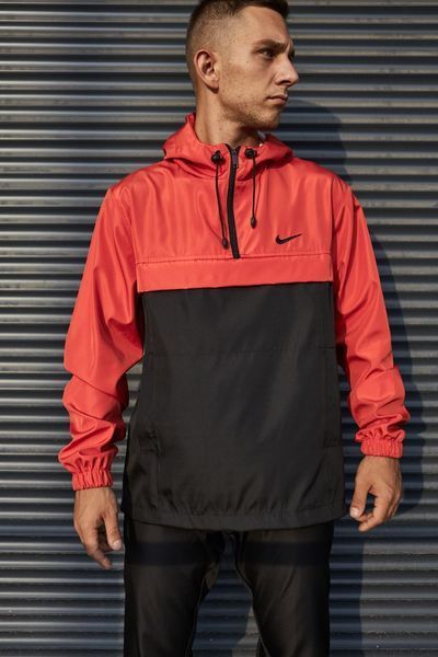 Мужской Анорак Nike черный с оранжевым Ветровка Найк демисезонная Intr-1590476403 фото