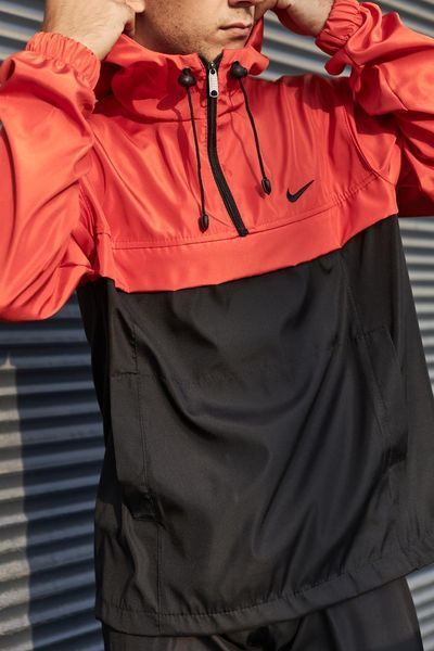 Мужской Анорак Nike черный с оранжевым Ветровка Найк демисезонная Intr-1590476403 фото