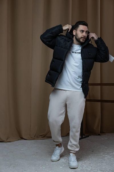 Чоловіча зимова куртка Stone Island чорна Пуховик Стон Айленд з капюшоном Хар-362 фото