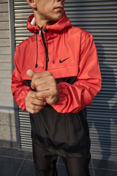 Мужской Анорак Nike черный с оранжевым Ветровка Найк демисезонная Intr-1590476403 фото