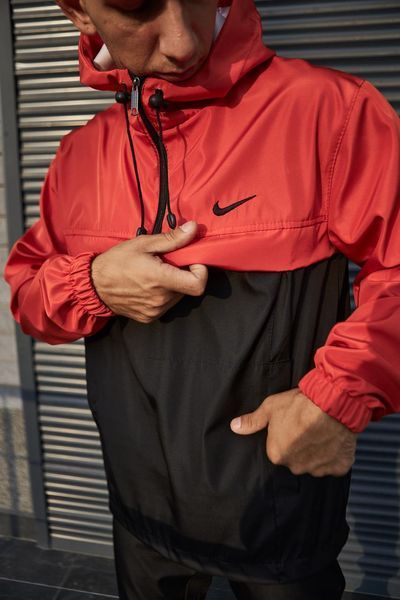 Мужской Анорак Nike черный с оранжевым Ветровка Найк демисезонная Intr-1590476403 фото