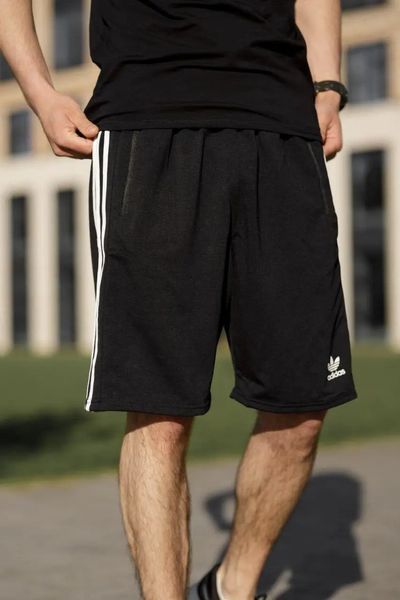 Мужские спортивные шорты Adidas черные с полосами Адидас Мой-56/Хар-840 (коп4) фото