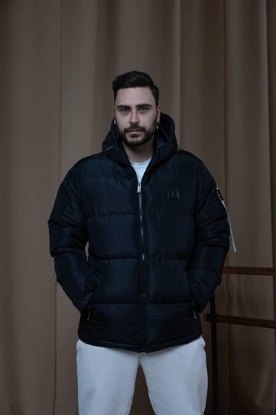 Чоловіча зимова куртка Stone Island чорна Пуховик Стон Айленд з капюшоном Хар-362 фото