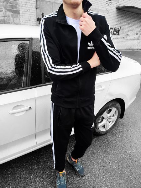 Мужской спортивный костюм Adidas черный Комплект Адидас Олимпийка Штаны Мой-51 1 фото