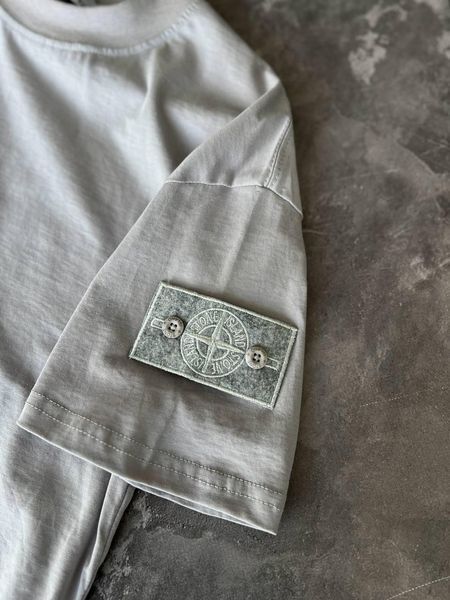 Мужской летний костюм Stone Island Футболка Шорты серый с патчем Стон Айленд Моло-45A-2 фото