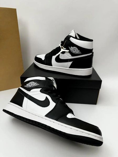 Мужские кроссовки Nike Air Jordan 1 черные Найк Джордан кожаные Arm-A033 фото