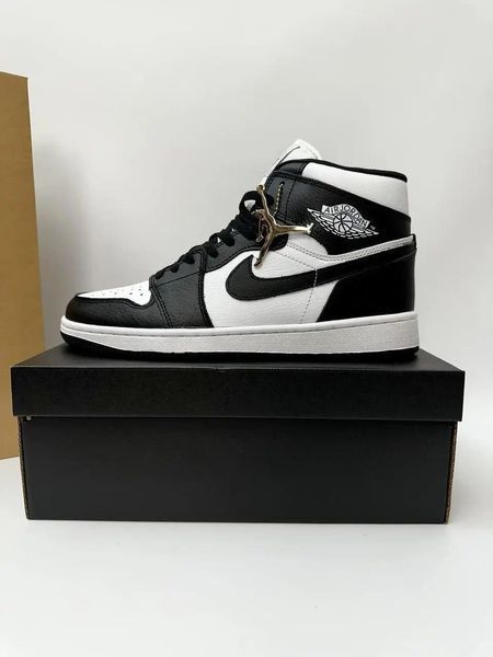 Мужские кроссовки Nike Air Jordan 1 черные Найк Джордан кожаные Arm-A033 фото