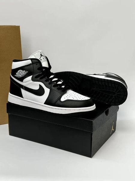 Мужские кроссовки Nike Air Jordan 1 черные Найк Джордан кожаные Arm-A033 фото