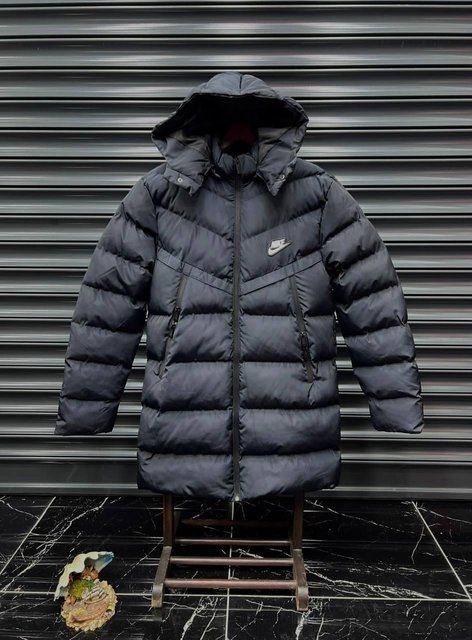 Чоловіча зимова парку Nike синя Куртка Найк подовжена Моло-RE-31 фото