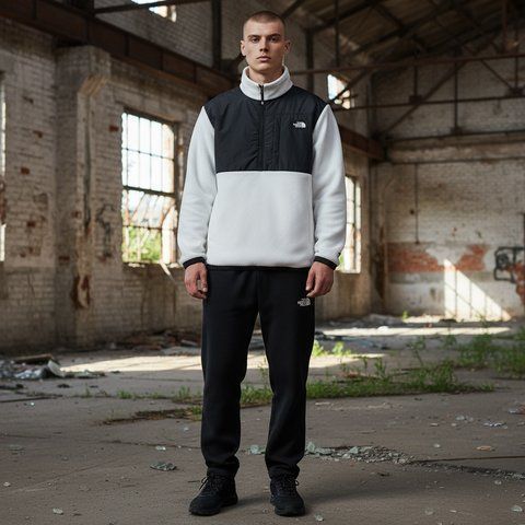 Мужской зимний спортивный костюм The North Face флисовый белый Комплект ТНФ плюшевый Will-Т0092 фото
