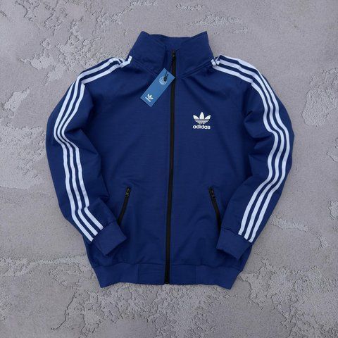 Мужская кофта Adidas без капюшона синяя Олимпийка Адидас на молнии Хар-565 фото