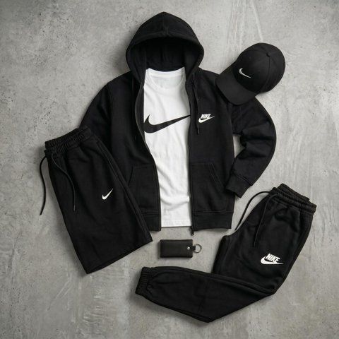 Мужской спортивный костюм Nike 5в1 черный Hot-111 (коп1) фото