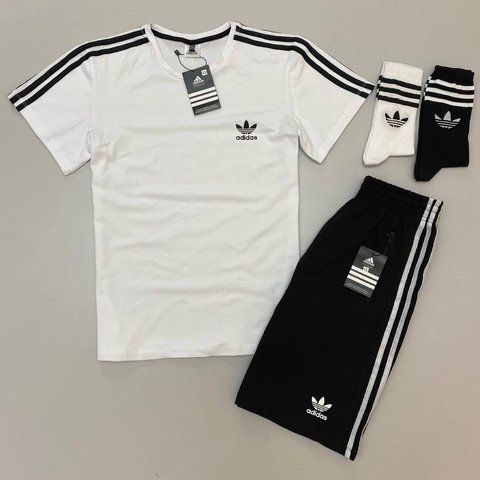 Чоловічий літній костюм Adidas футболка шорти Адідас білий Хар-866 фото