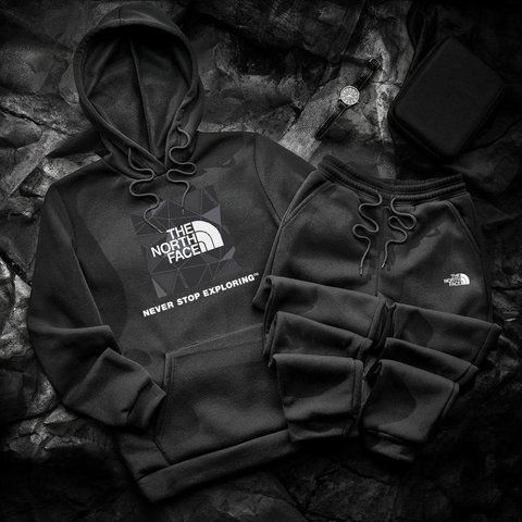 Мужской зимний спортивный костюм The North Face черный Комплект ТНФ Худи Штаны Hot-11 фото