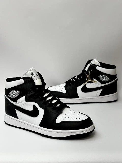 Мужские кроссовки Nike Air Jordan 1 черные Найк Джордан кожаные Arm-A033 фото