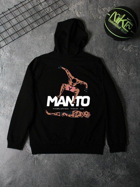 Мужское худи Manto черное Кофта с капюшоном Манто демисезонная Ads-306 фото