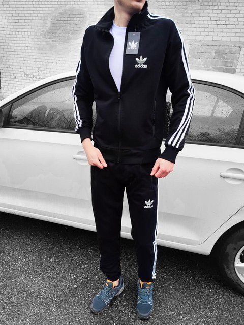 Мужской спортивный костюм Adidas черный Комплект Адидас Олимпийка Штаны Мой-51 1 фото