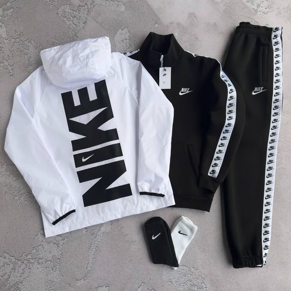 Чоловічий зимовий костюм 3в1 Nike чорний Комплект Найк з лампасами Хар-707 фото