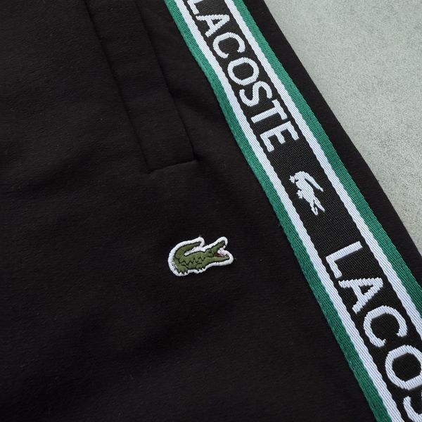 Мужской спортивный костюм Lacoste без капюшона черный Набор Лакост Кофта Штаны с лампасами Хар-655 фото