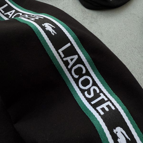 Мужской спортивный костюм Lacoste без капюшона черный Набор Лакост Кофта Штаны с лампасами Хар-655 фото
