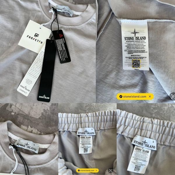 Мужской летний костюм Stone Island Футболка Шорты серый с патчем Стон Айленд Моло-45A-2 фото