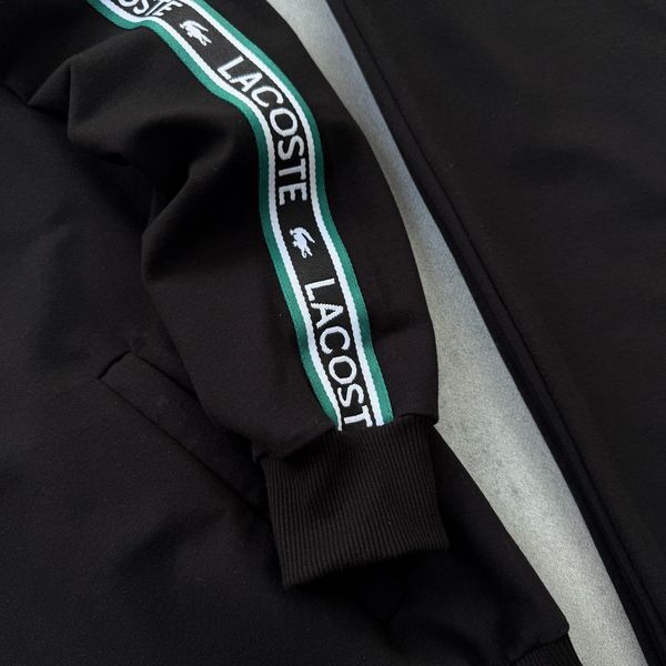 Мужской спортивный костюм Lacoste без капюшона черный Набор Лакост Кофта Штаны с лампасами Хар-655 фото