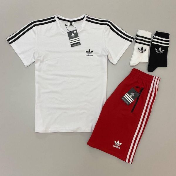 Чоловічий літній костюм Adidas футболка шорти Адідас білий Хар-866 фото