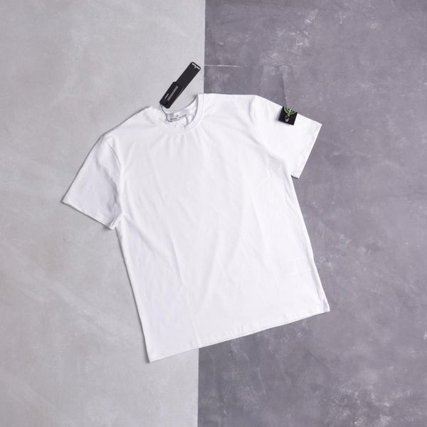 Мужской летний костюм Stone Island Футболка Шорты белый с черным с патчем Стон Айленд Ads-311 фото