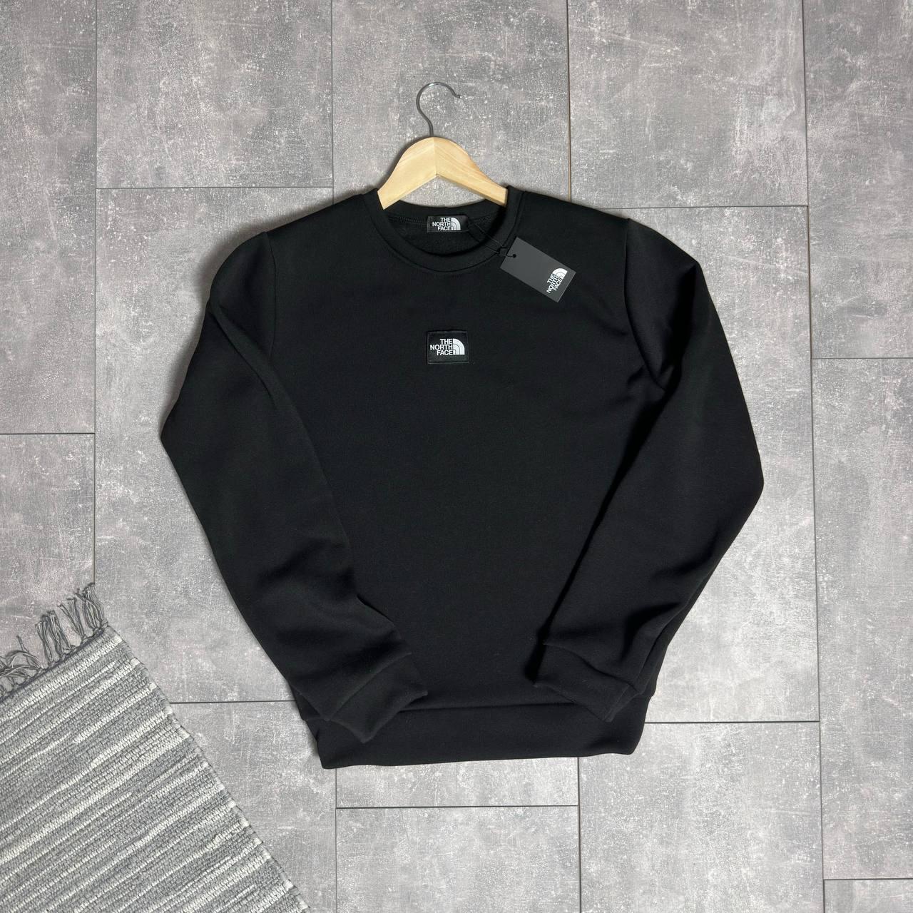 Мужской зимний свитшот The North Face черный Кофта без капюшона ТНФ без капюшона