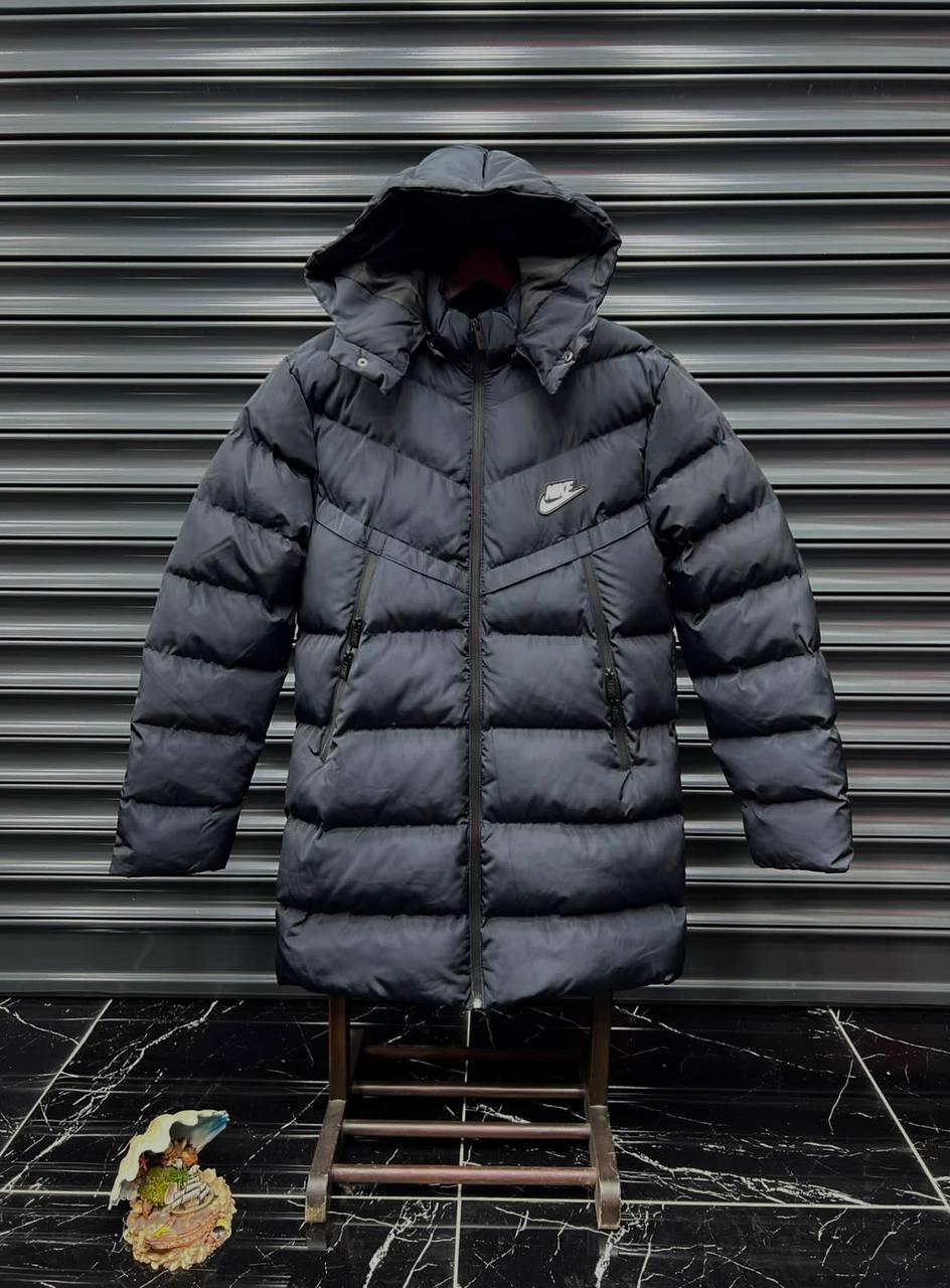 Мужская зимняя парка Nike синяя Куртка Найк удлиненная