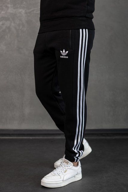 Мужские зимние спортивные штаны Adidas черные Хар-1083 фото