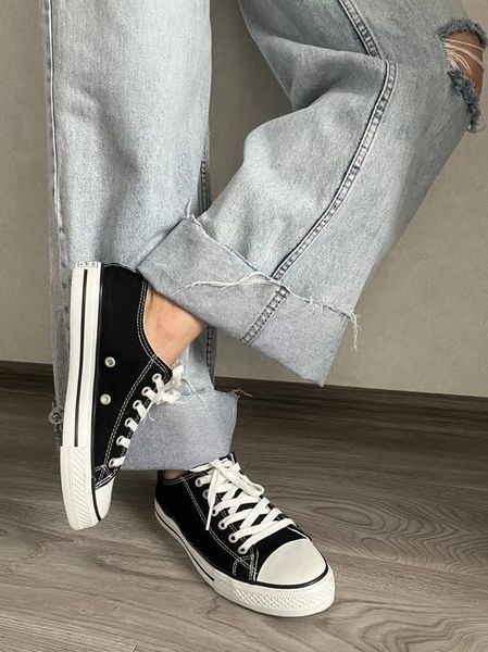 Жіночі кеди Converse All Star низькі чорні Кросівки Конверси текстиль Arm-HD334 фото