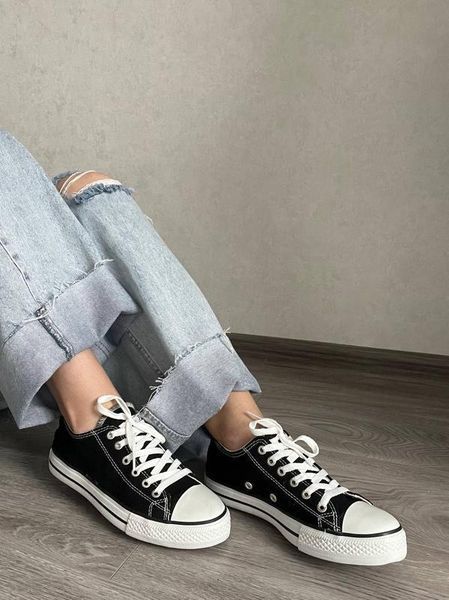 Жіночі кеди Converse All Star низькі чорні Кросівки Конверси текстиль Arm-HD334 фото