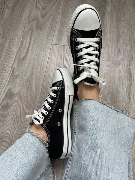 Жіночі кеди Converse All Star низькі чорні Кросівки Конверси текстиль Arm-HD334 фото