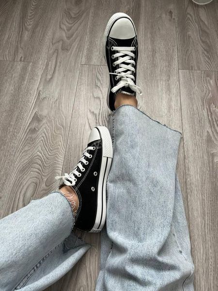 Жіночі кеди Converse All Star низькі чорні Кросівки Конверси текстиль Arm-HD334 фото